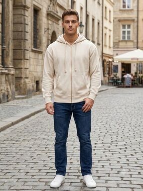 J. CREW Neutral Zip-Up Hooded Sweatshirt - Cream. Size XS
